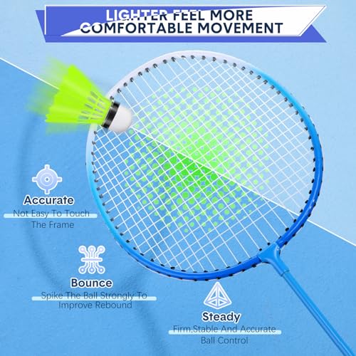 Image of 12 Pack Badminton Rackets Set Including Badminton Racquets, Nylon Shuttlecocks and Carry Bag for Outdoor Backyard Games Beginners