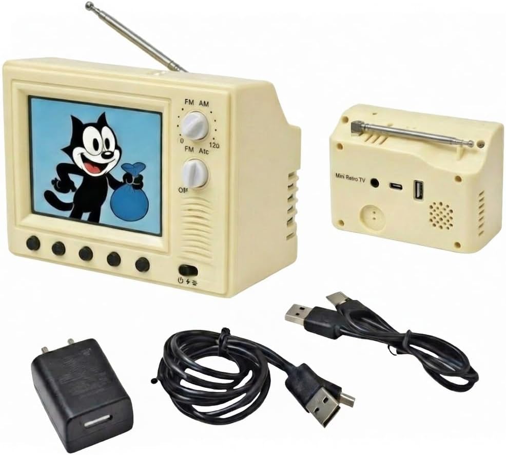 Mini Retro TV, 2.4 Inch HD 720p Tiny TV Classics with 8GB Storage, Support External USB Disk Playback, 180 Minutes of Battery Lifeg 1:12 Scale for Dollhouse Miniature Scenes Gift (Retro Red)