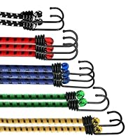 Stretchable: The cords are woven polypropylene braiding covering a strong natural rubber latex core and stretchable up to 2 times of the regular length. Cord Length: 16"(40cm) red color, 16"(40cm) blue color, 32"(80cm) green color, 40"(100cm) yellow ...