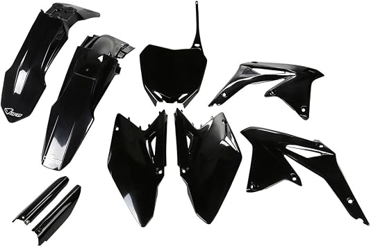 UFO PLAST Full Plastic Kit Black - Replacement Bodywork for Off-Road Dirt Bike Complete Fender and Panel Set - Compatible for Suzuki RMZ 450 2008-2017