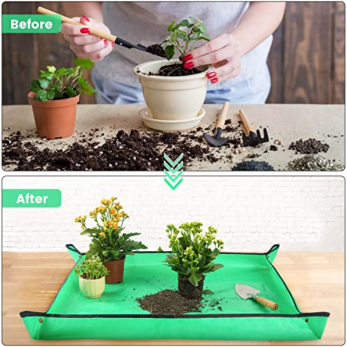 Image of 39.5 inch X 31.5 inch Large Repotting Mat for Indoor Plants Transplanting and Dirt Control Portable Potting Tray Plant Gifts for Plant Lovers Gardening Gifts for Women & Men (Pack of 3)