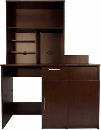 BREAKtime Fridge Space Hutch Cabinet with Microwave Space and Trash Bin, Commercial Office Breakroom Cabinet, Fully Assembled, 54" W x 24" D x 75" H, Appliances Not Included