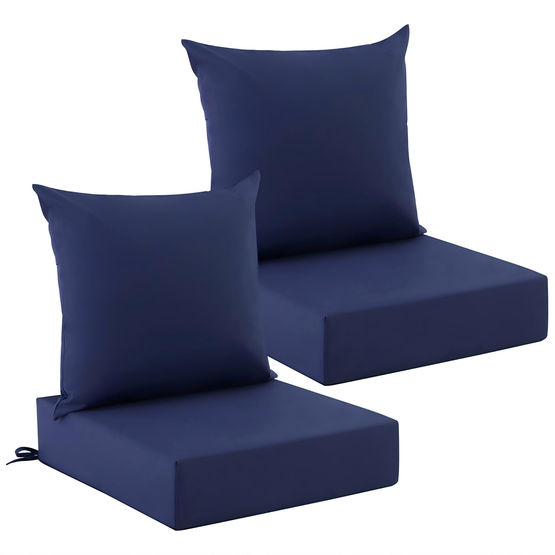 outdoor cushions for patio furniture, outdoor seat cushion set 24 x 24 x 5.75 in, waterproof & fade resistant outdoor chair cushions, patio cushion with removable cover, set of 2, navy blue