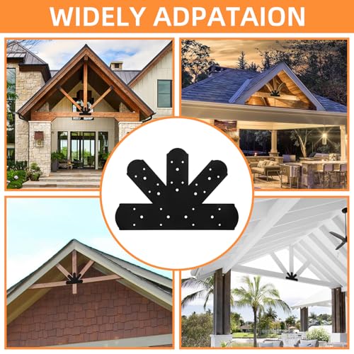 4PCS Gable Plate, 16.5"x11" Gable Bracket Pergola Truss Roof Plate Heavy Duty Carbon Steel Mending Plate for Repairing Fixing Connecting Wood Beam by ZOBGOWE - Image 5