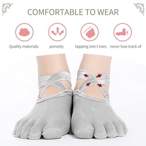 2 pairs Yoga Socks Non Slip Skid Grip Socks Sticky Gripper Socks for Women and Men Ballet Pilates Hospital Dance2