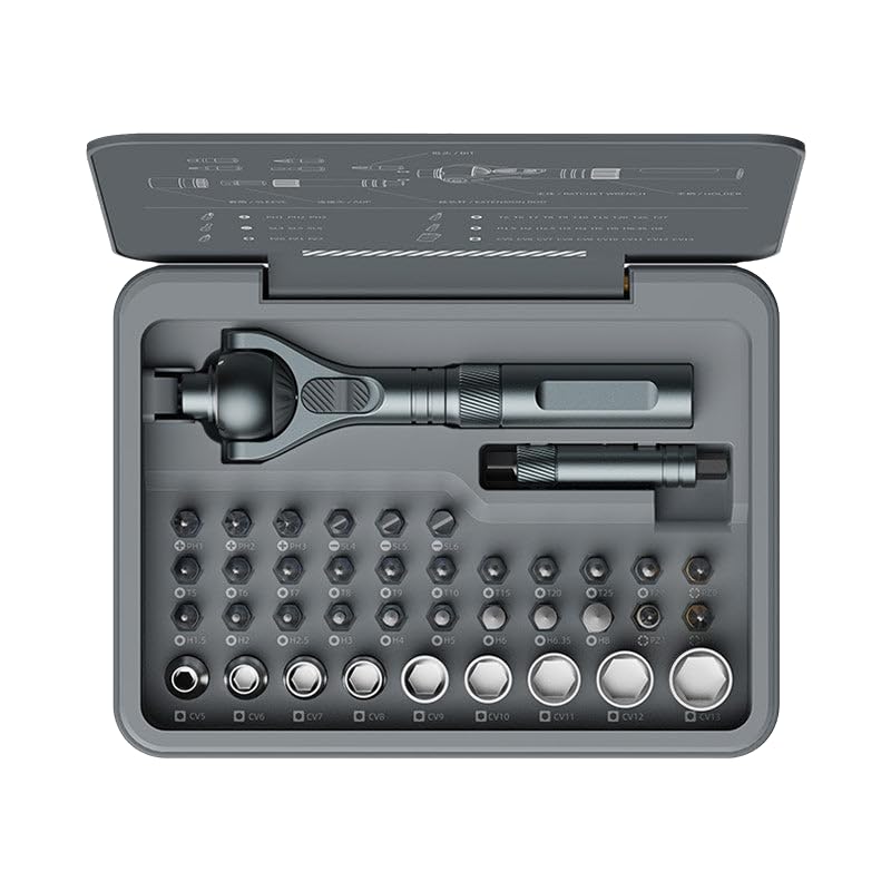 Set di cacciaviti magnetici 40 in 1 con impugnatura a cricchetto staccabile, rotazione di 180°, set di cacciaviti a cricchetto per riparazione elettrica, automobilistica, meccanica, bicicletta, mobili