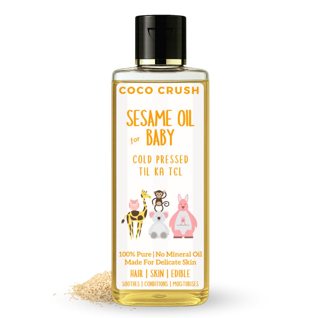 100% Natural White Sesame Oil for Baby Massage | Cold Pressed & Pure Til Ka Tel for Newborns | Baby Hair Oil & Body Massage Oil for Skin Strengthening & Bone Growth (50ML)-image-22