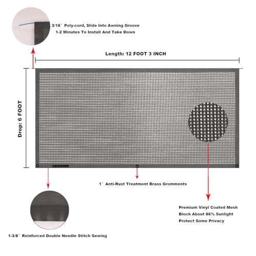Image of RV Awning Mesh Sun Shade Screen for Motorhome Camper Trailer Sunshade