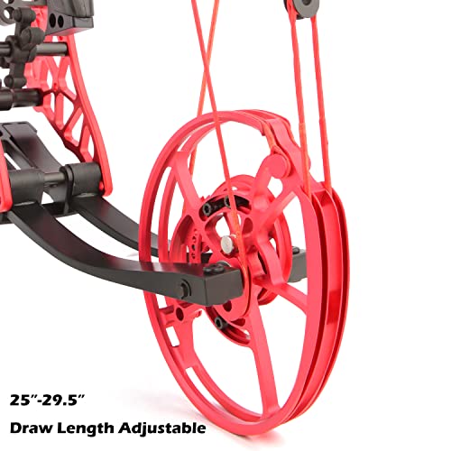 Zshjgjr Dual-Purpose Compound Bow Steel Ball Bow And Arrow Archery Hunting Catapult Bows 35-85Lbs Adjustable Right/Left Handed For Adult/Youth Outdoor Hunting Bowfishing (Red Bow Set) #TOP2