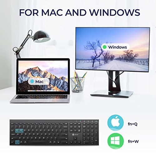 Iclever 2.4G Mac Wireless Keyboard, Usb-C Rechargeable Stainless Steel Ultra Slim Full Size Keyboard With Numeric Keypad For Windows 7/8/10, Mac, Chromes Os, Imac, Macbook Air/Pro, Laptop, Desktop Pc #TOP1