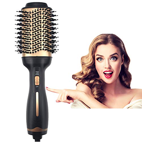 Hair Dryer Drush in One, Hair Dryer Brush Blow Dryer Brush in one, Beevila Hair Dryer Brush Interchangeable Brush Head, Hair Straightener Curler Brush, Hair Dryer Brush Straightenerï¼ŒBlack Golden