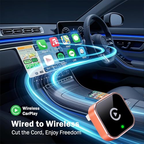 Image of Wireless Carplay Adapter, Suitable for Vehicles Equipped with Cabled CarPlay, Plug and Play Feature enables Fast and Stable CarPlay Wireless Connection, Suitable for 800+ Vehicles (Orange)