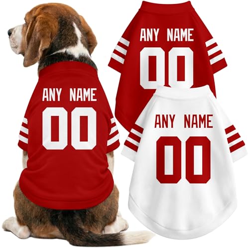 DALLASC San Francisco Dog Clothes Jersey Style Personalized Pet T Shirt with Custom Name Number for Small Medium Large Dogs