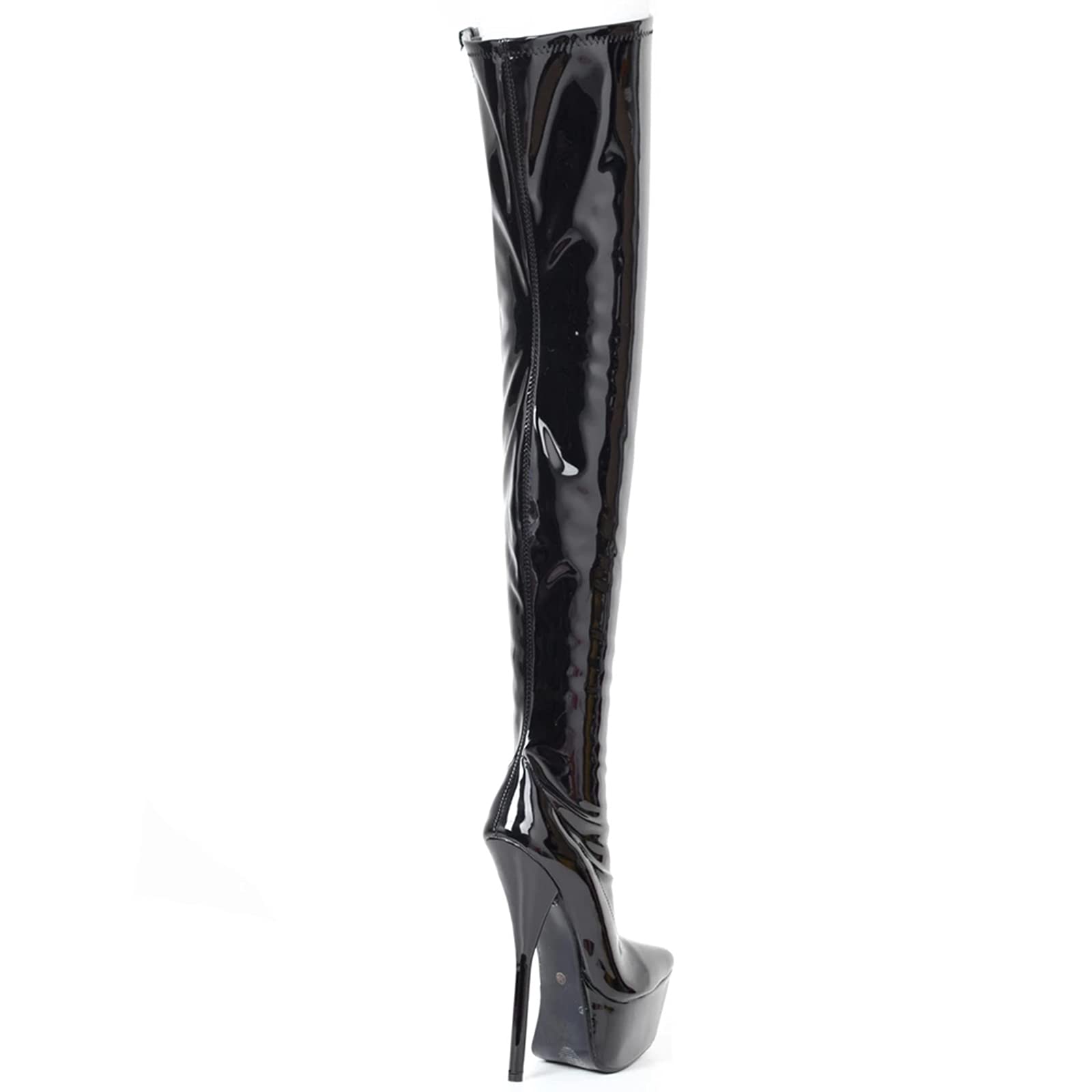Womans 18cm High Heel Sexy Lack Stretch Fetisch Overknee Oberschenkel High Heel Plateau Stiefel Größe 36-46