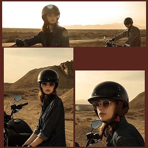 Casco abierto de moto custom retro tipo half-helmet para conductores de chopper 6