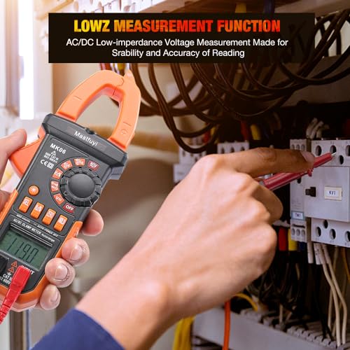 Mastfuyi Stromzange,Digitales Stromzange Multimeter,Echteffektivwert 4000 Zähler,Digitaler Elektrischer Tester mit Automatischer,misst NCV, AC/DC Spannung, Strom, Kapazität, Diode, Widerstand,Orange