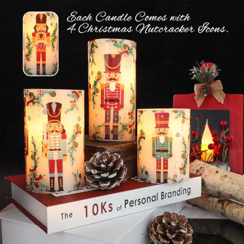 Image of Chrismtas Nutcracker Soldiers Flameless Candles Decorations with Remote, Battery Opreated Flickering LED Candle Light, Real Wax Holiday Candles, Xmas Gift for Home Party Decor