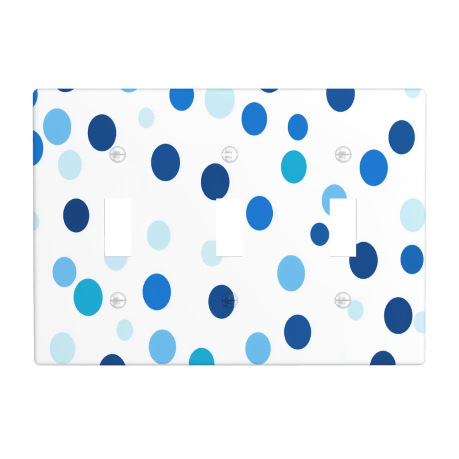 Blue Flat Dots Light Switch Covers 3 Gang Triple Toggle Wall Plate Switchplate Electrical Faceplate for Bathroom Kitchen Bedroom Decor