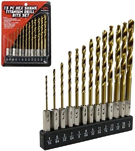 Hex Shank Drill Bit Set 13pc W/holder HSS Titanium Coated Quick Change Load New