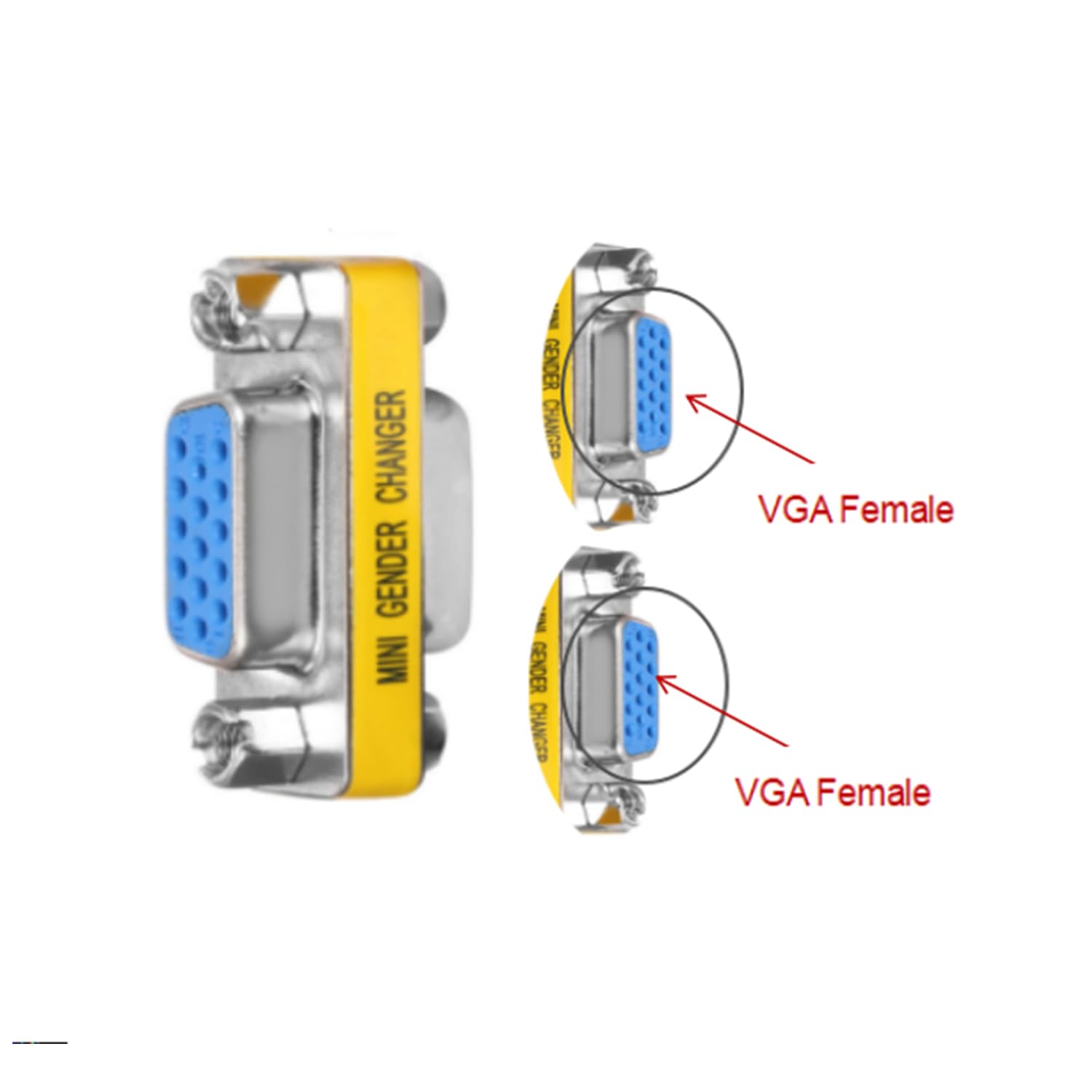 Adattatore VGA femmina a femmina, accoppiatore VGA per estendere cavi e collegare due cavi (il computer al monitor e proiettore) insieme, confezione da 2