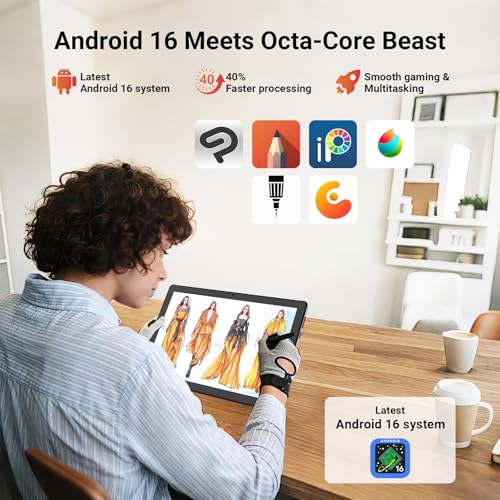 Image of Gleeso Tablet, 2026 10 Inch Android 16 Tablet, 24GB+64GB+1TB TF, 6000mAh Battery, Fast Charging, HD Display, Widevine L1, Dual Camera, Face ID, Split Screen, Light, Portable