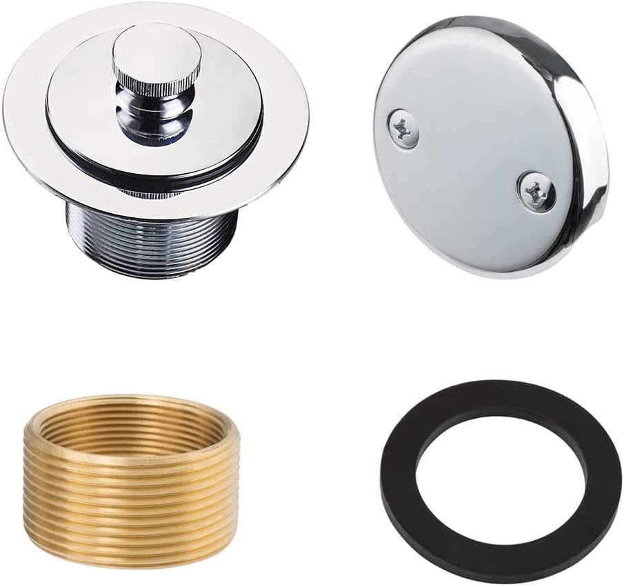 Weirun Lift & Turn Tub Trim Set with 2Hole Overflow Faceplate,Brass