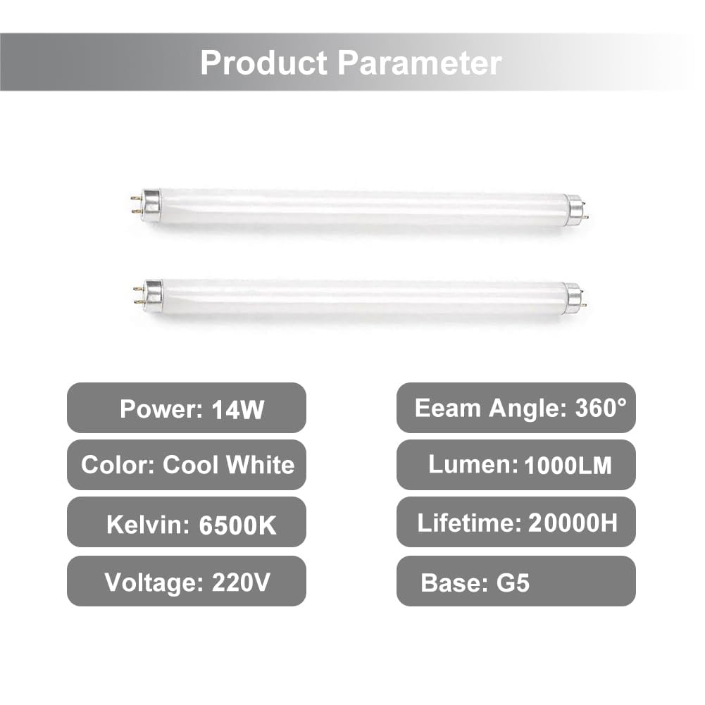 Generico Tubi Fluorescenti T5 563mm 14W, 4 Pezzi Bianco Caldo 4000K, 1000LM, Attacco G5, Luce a Basso Consumo Energetico, Luce di Emergenza a Risparmio Energetico, per Cucina, Bagno, Armadio, Garage