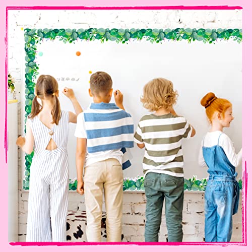 Image of 60 Feet Bulletin Board Borders, Scalloped Rolled Border Trim with Floral and Leaves Patterns for School, Classroom & Offices