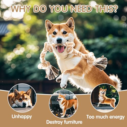 Ycozy Hundespielzeug für mittelgroße und kleine Hunde, 66 cm, 4 Knoten, Hundeseil für Aggressive Kauer, Welpen, Hundespielzeug, Fast unzerstörbar, Kauspielzeug, natürliche Baumwolle