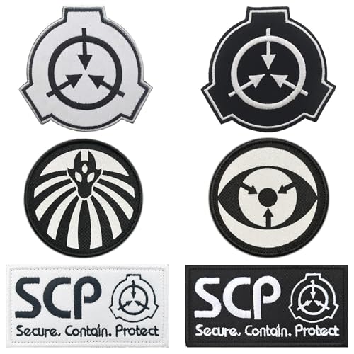6 Pieces Compatible with SCP Reflective Patch for Jacket Backpacks Vest Jacket Jeans Hats Bags Uniforms Clothes Coat Helmets Accessories,Military Tactics Emblem Embroidery Hook Loop Patches