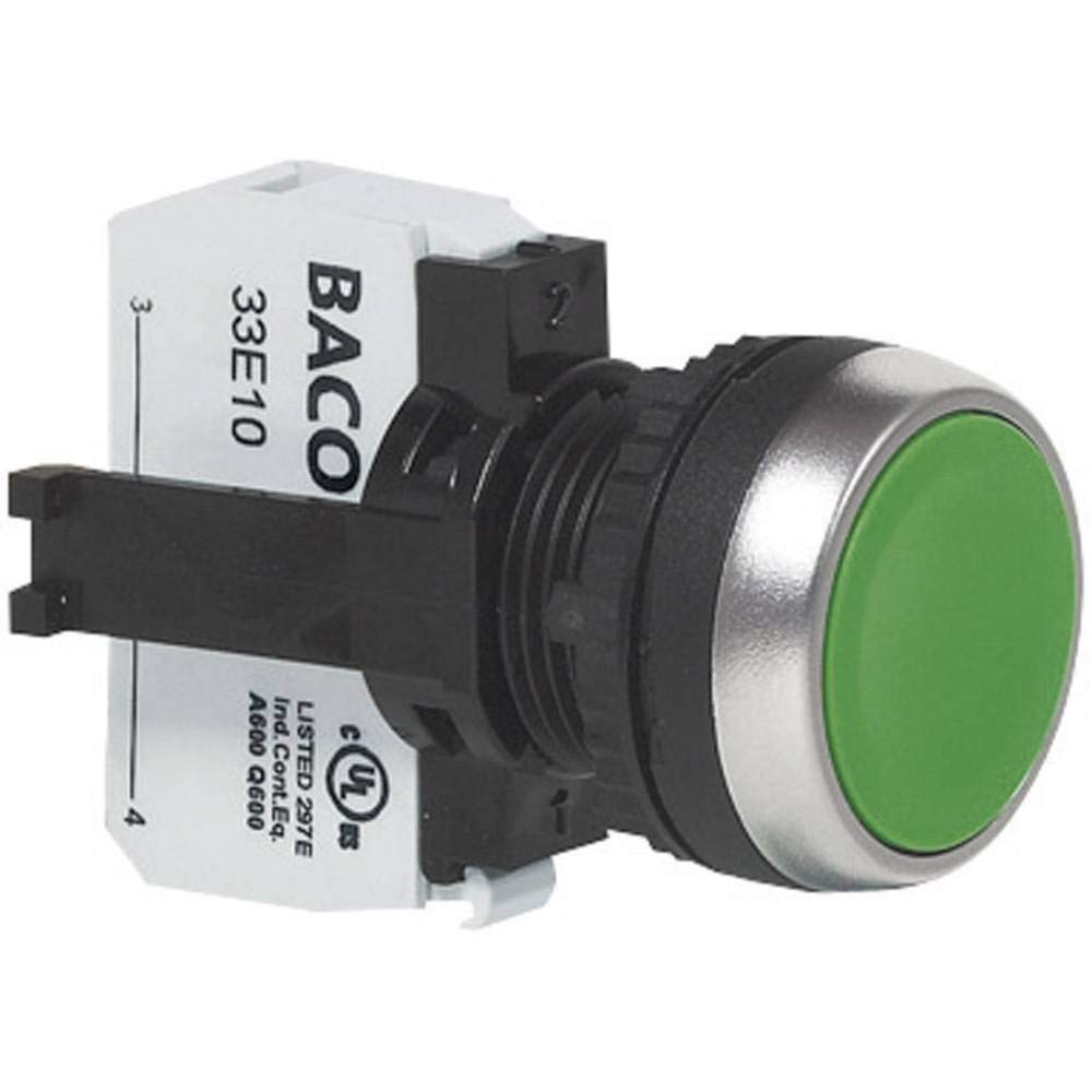 Botón pulsador Baco L21AA81B a presión para brida en color rojo cromado