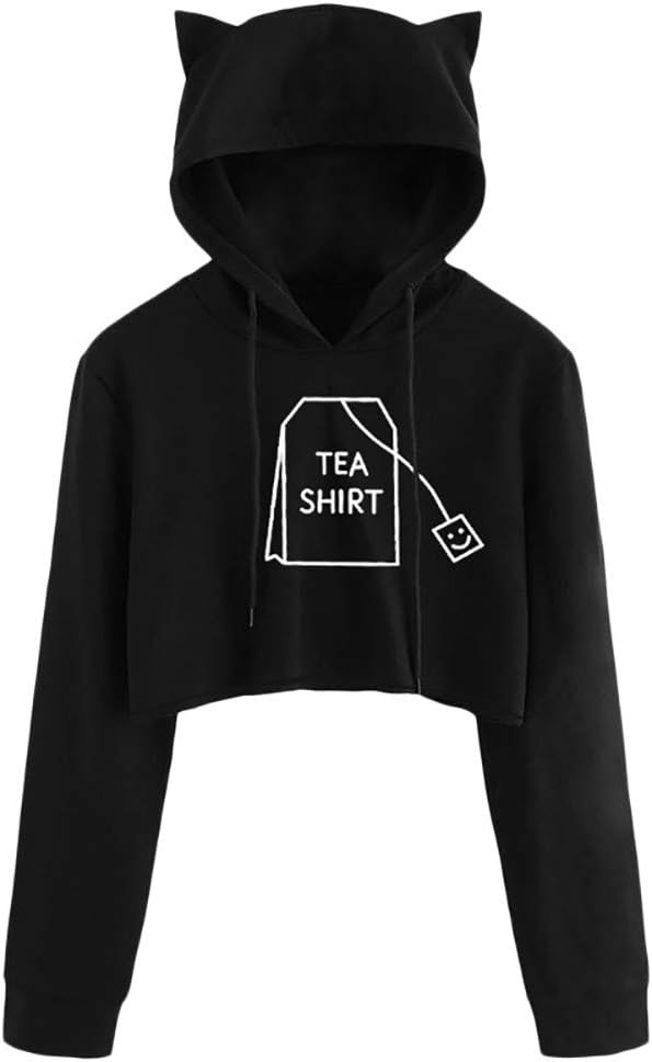 CUTUDE Pullover Ladies Womens Autumn Winter Cat Ear Long Sleeve Hooded Hoodie Sweatshirt Casual Blouse Tops Fashion