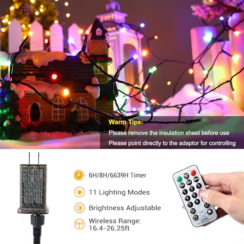Image of Brizled Christmas String Lights, 279ft 800 LED Color Changing Christmas Lights with Remote, 11 Modes Tree Light Warm White & Multicolor Green Wire Xmas Lights Outdoor for Xmas Party Home