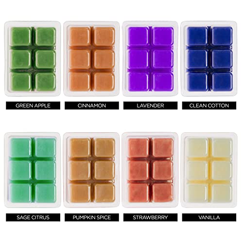 Mindful Design 8 Pack Scented Wax Melts/Cubes/Tarts - Apple, Cinnamon, Clean Cotton, Lavender, Pumpkin Spice, Sage Citrus, Strawberry, & Vanilla - Strong Scent - Thumbnail 3