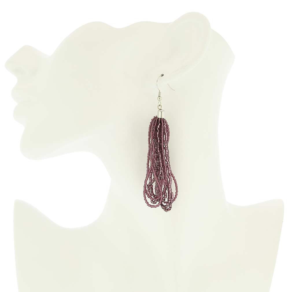 GlassOfVenice Szkło Murano Gloriosa Seed Bead Kolczyki - Fioletowy, Szkło, Kryształ