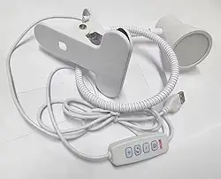 Luminária articulada de encaixe para cabeceira de cama com grampo para leitura, para mesa ou cabeceira, braçadeira pequena de pescoço de ganso flexível tem 3 modos de cor 10 intensidades (Branco)