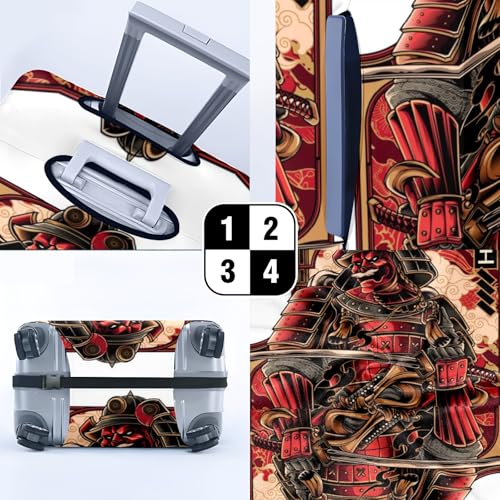 Travel Luggage Cover Suitcase Protector Scratch-Resistant Fit Not Included Suitcase Japanese Samurai Red Heart K M-22-24in4