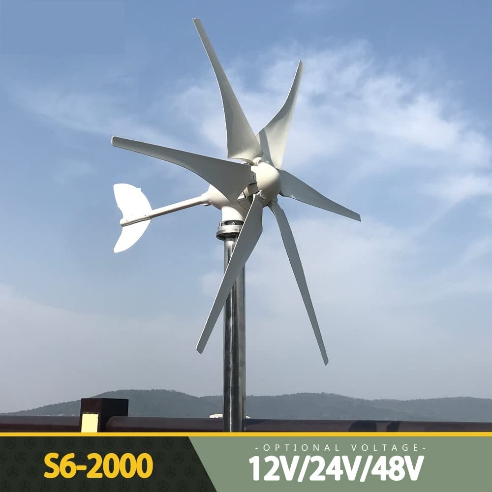 Generator Wiatrowy, Turbina wiatrowa 2000w 48v 24v 12v z systemem kontrolera MPPT przenośne wiatraki energia odnawialna dla hybrydowego słonecznego systemu wiatrowego(Turbine Only,24V)