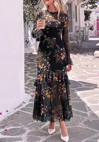 Image of BTFBM Elegant Wedding Guest Dress Long Sleeve Maxi Dresses for Women
