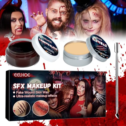 Kit Maquillaje Halloween, Maquillaje de Cicatrices Falsas de Halloween, Halloween Special Effects Kit de Maquillage, Cire de Cicatrice, Cera Maquillaje Halloween, Cicatrices Halloween