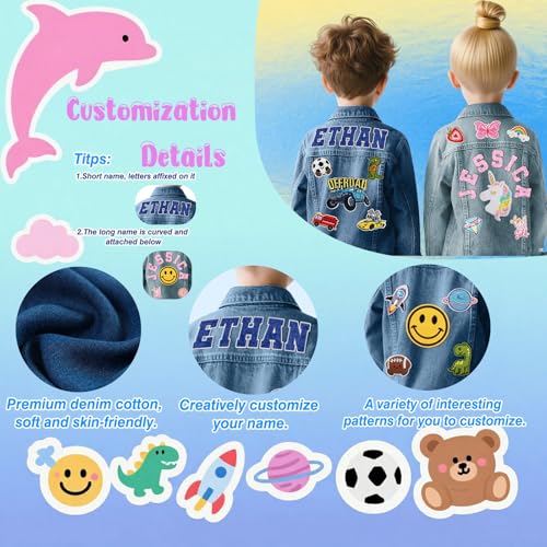 Personalized Jean Jacket for Girls Boys 1-12T Custom Long Sleeve Jean Jacket with Name Back to School Brithday Christmas Gifts4