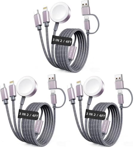 Image of 2026 Travel Essentials for Apple Watch Charger,Cruise Vacation Camping Essentials,iPhone Charger,Multi Charging Cable,3 in 2 Charging Docks for iWatch Series 11-2 /Ultra,iPhone 17-12,Car (Pack of 3)
