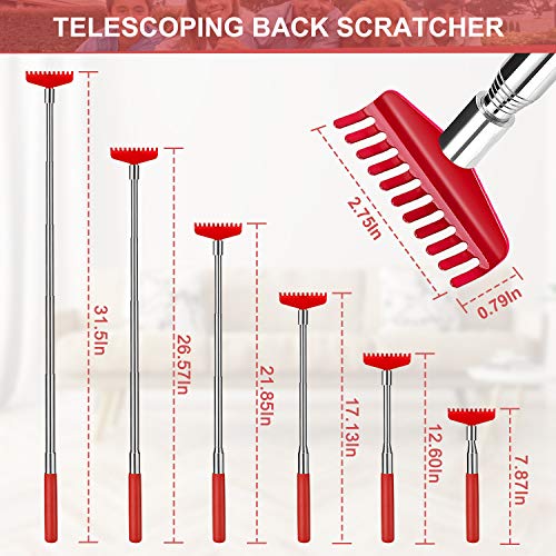 Lotole 2-Pack Back Scratcher For Men Women Adults - Oversized Portable Metal Telescopic Backscratcher Rake Tool With Flannel Gift Storage Bag - Red #TOP1