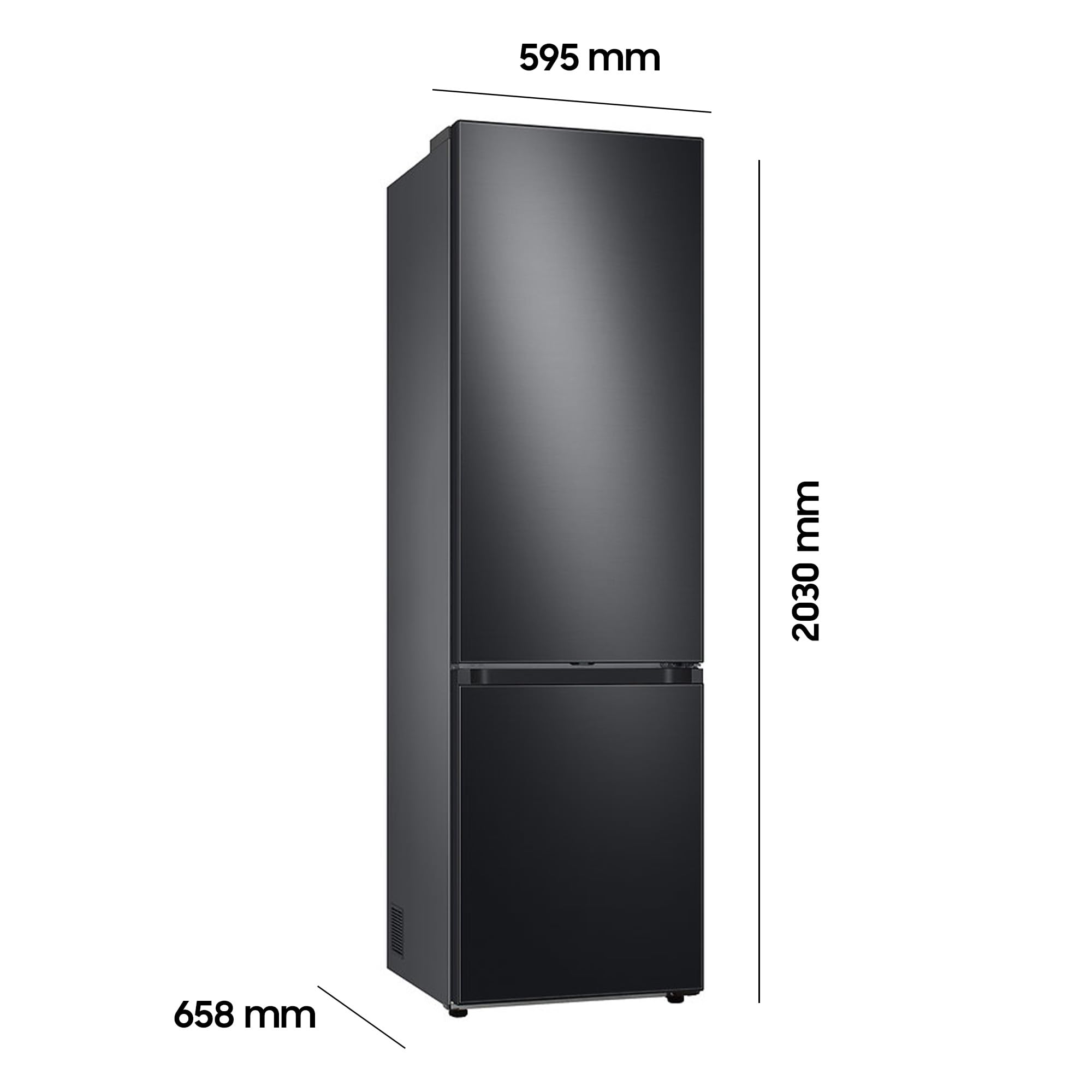 Samsung RB38C7B5AB1/EF Kühl-Gefrierkombination, 203 cm, 387 l, AI-Kühlschrank mit Gefrierfach, SmartThings AI Energy Mode, No Frost+, SpaceMax, Metal Cooling, Premium Black Steel