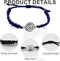 Vista 22 de Sportybella Volleyball Charm Bracelet- Adjustable Bracelets with Volleyball Charm. Ideal Volleyball Gifts & Souvenir for Volleyball Players. Unisex