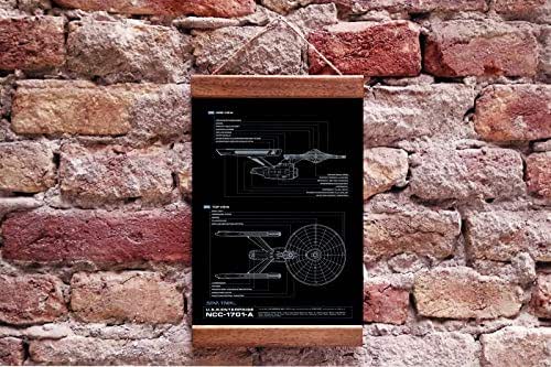 USS Enterprise Blueprint Star Trek Wood Framed Canvas Print