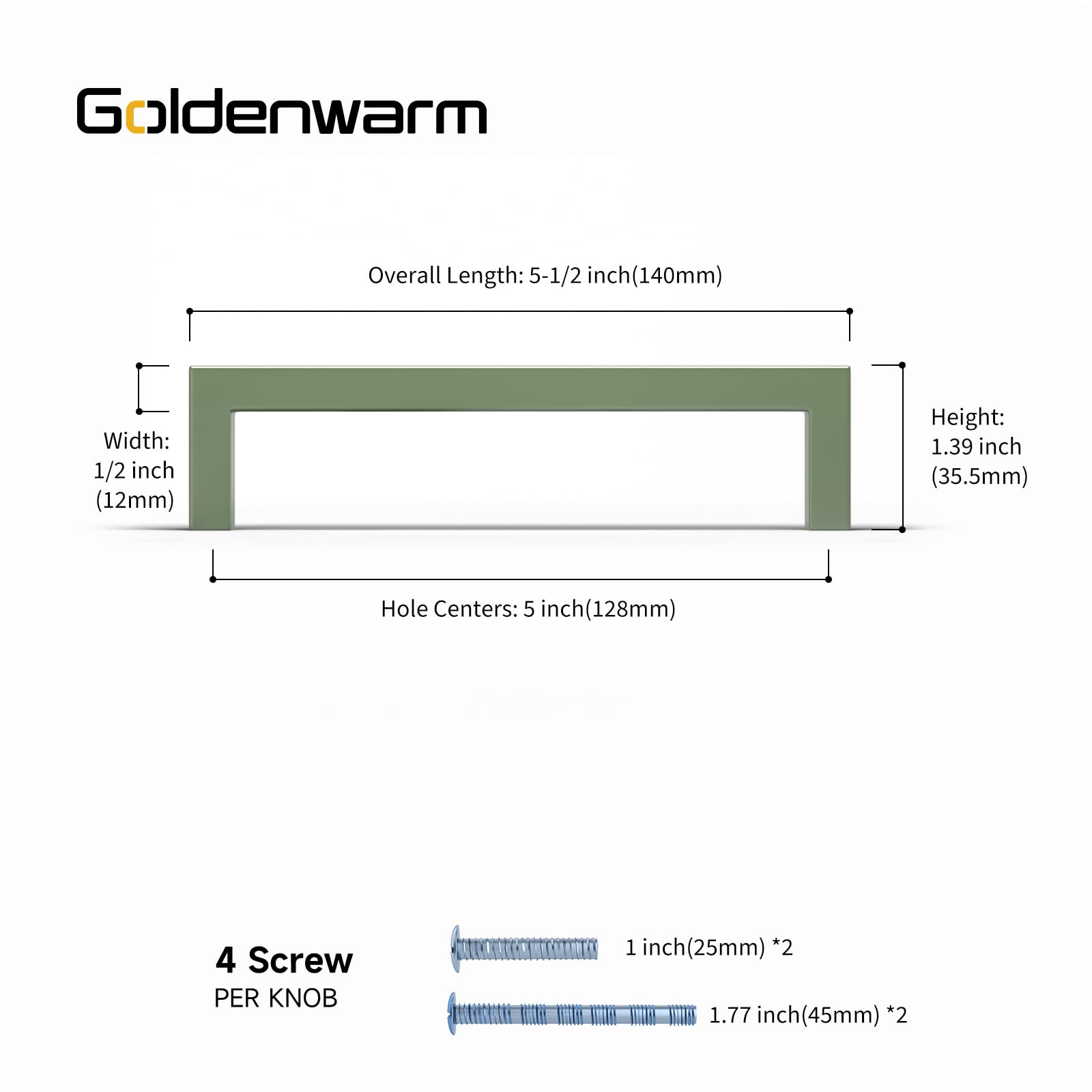Goldenwarm 10 Sztuk Uchwytów do Szafek, Uchwyty Kuchenne Zielone 128 mm, Uchwyty Meblowe do Szafek Kuchennych