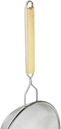 Miniatura 5 de TrueCraftware Colador de malla de estaño fino de 10 pulgadas, mango de madera de 13 pulgadas de largo, mango de madera, utensilio de cocina, colador