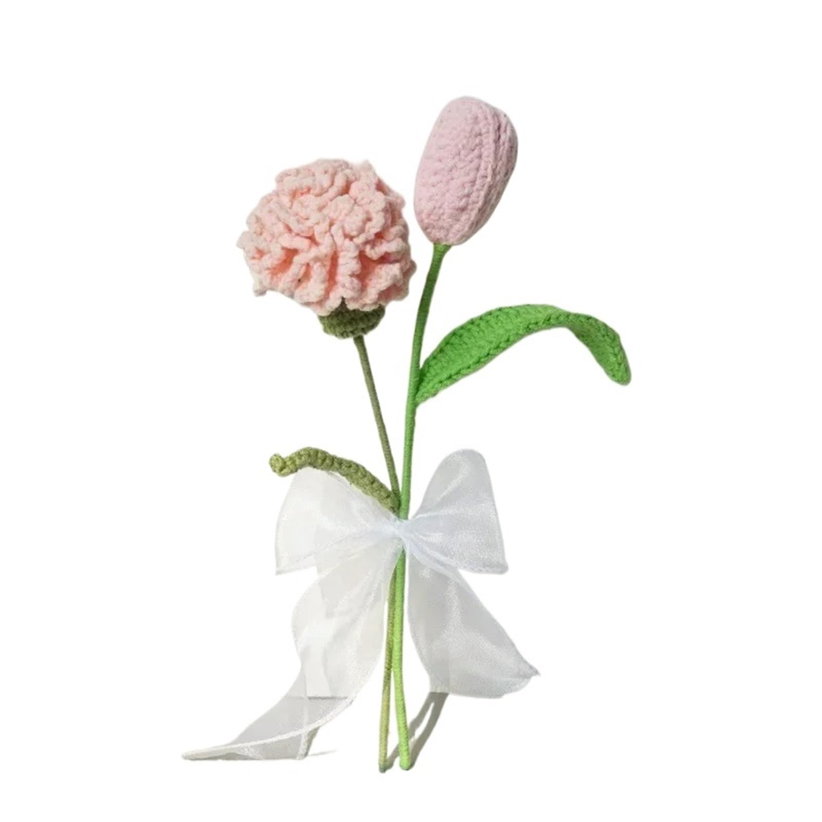 PawUniscript Handmade Crochet Flower Bouquet - Artificial Knitted Flowers For Wedding, Party, Mother's Day, And Valentine's Day Decor(Color5)