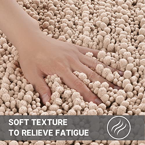 Yimobra 3-teiliges Badezimmerteppich-Sets, Shaggy-Chenille-Badteppich 24 x 17 cm + extra saugfähige Badematte 31,5 x 19… – Bild 3